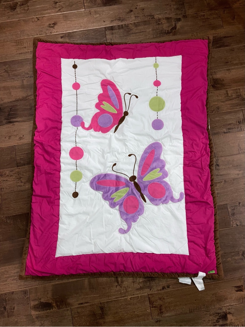 Pink Butterfly Appliqué Baby Blanket - 38” x 52”